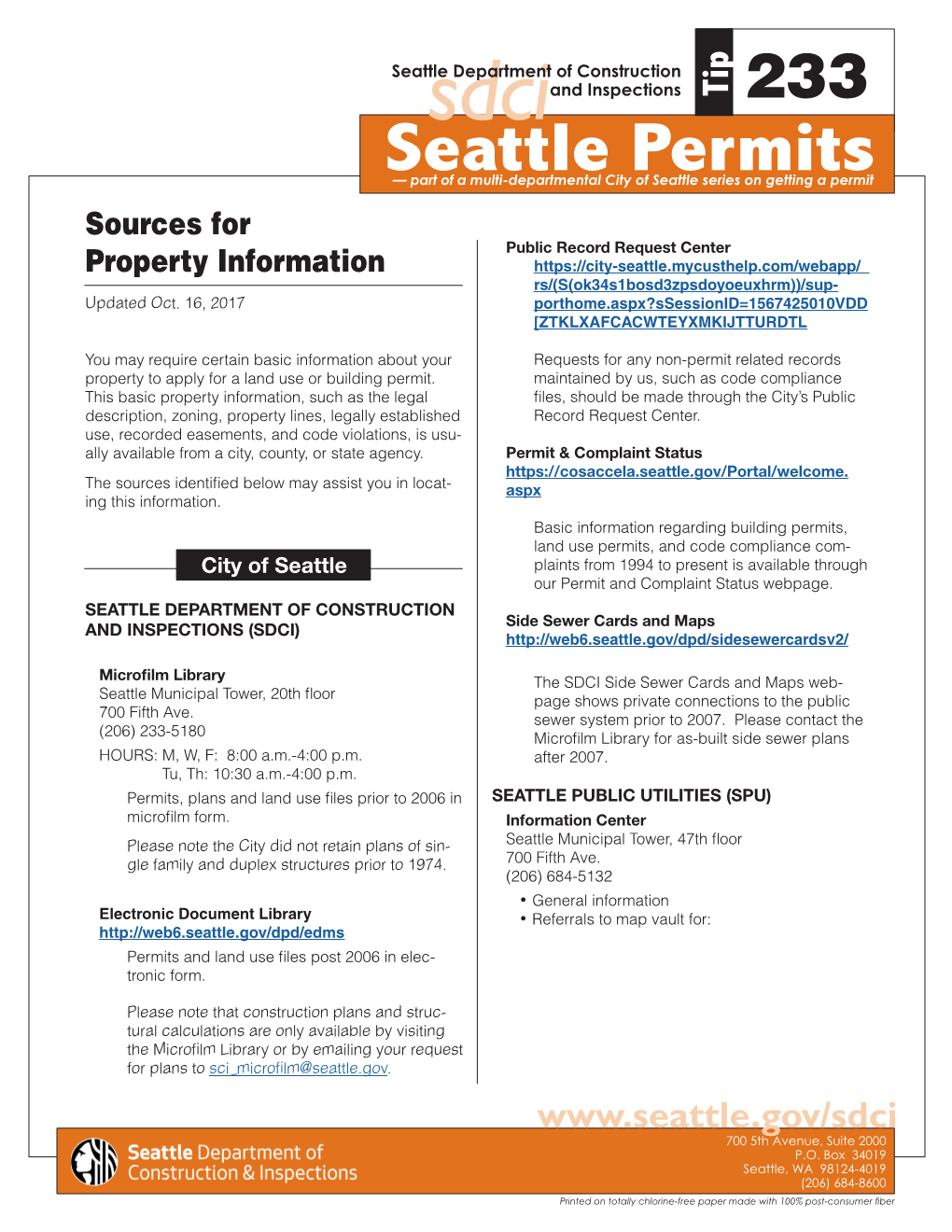 Seattle SDCI Tip #233—Sources for Property Information