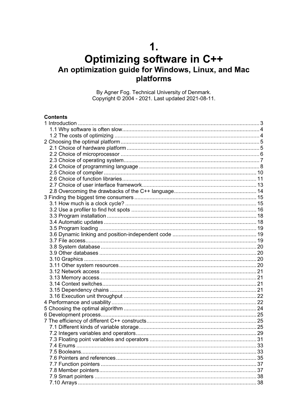 1. Optimizing Software in C++ an Optimization Guide for Windows, Linux, and Mac Platforms