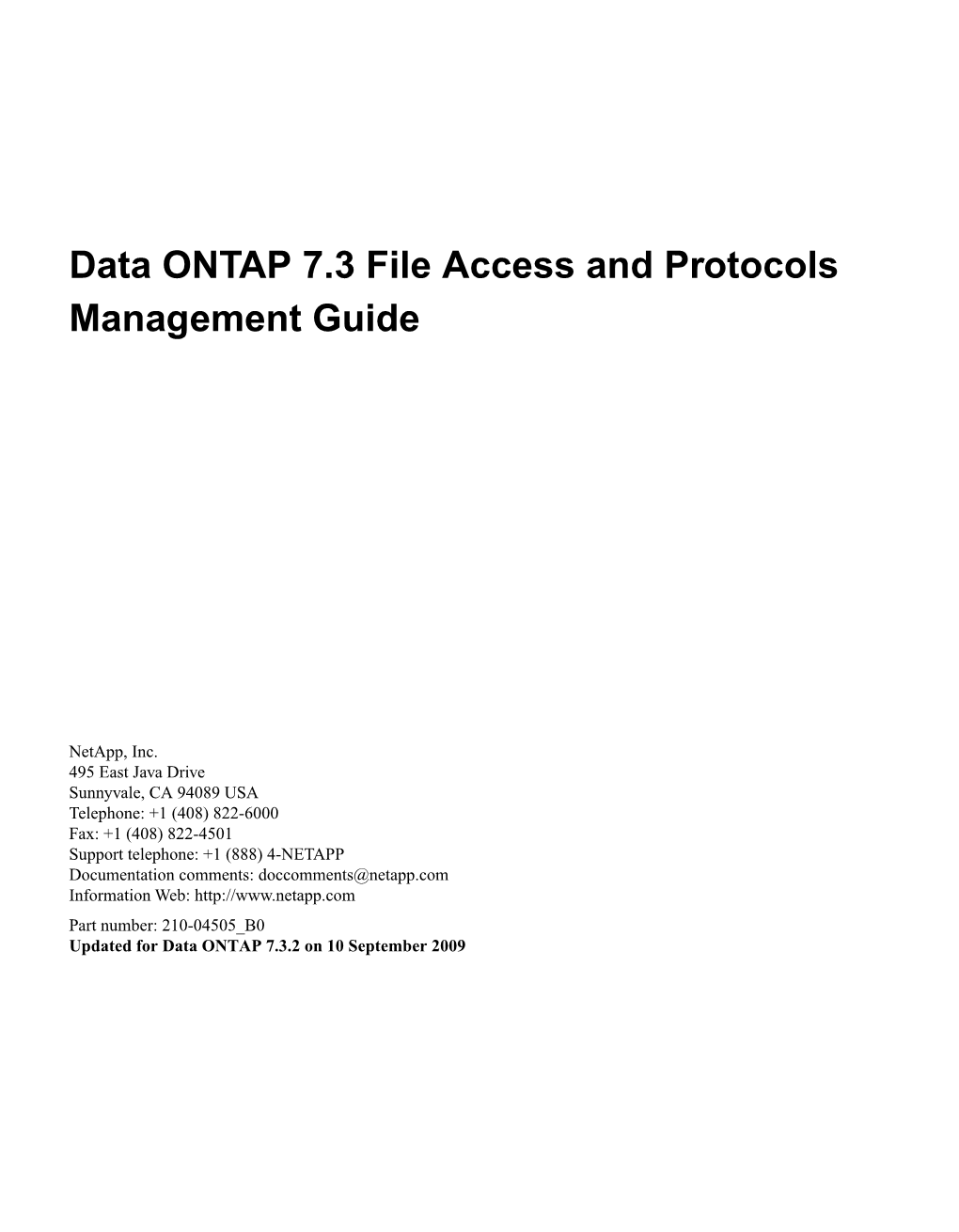 Data ONTAP 7.3 File Access and Protocols Management Guide