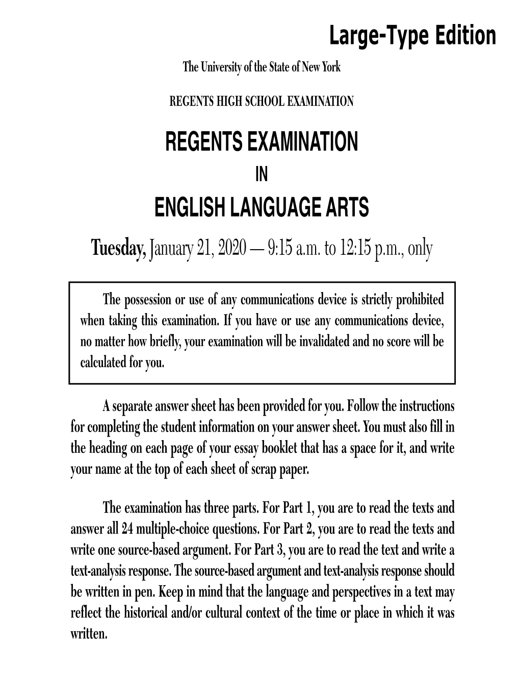 RE English Language Arts, Large Type
