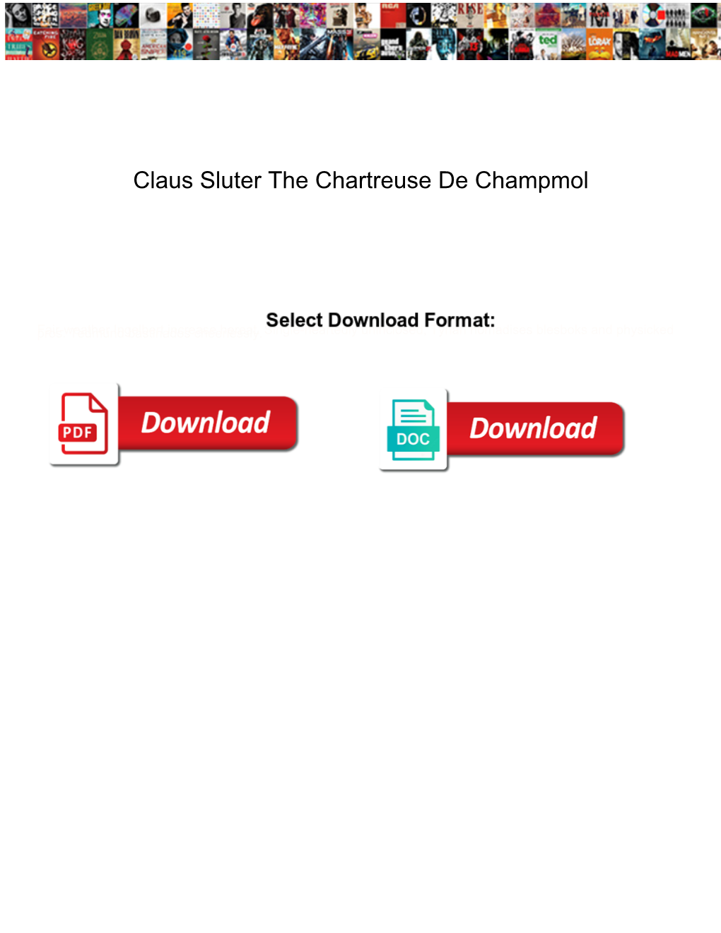Claus Sluter the Chartreuse De Champmol
