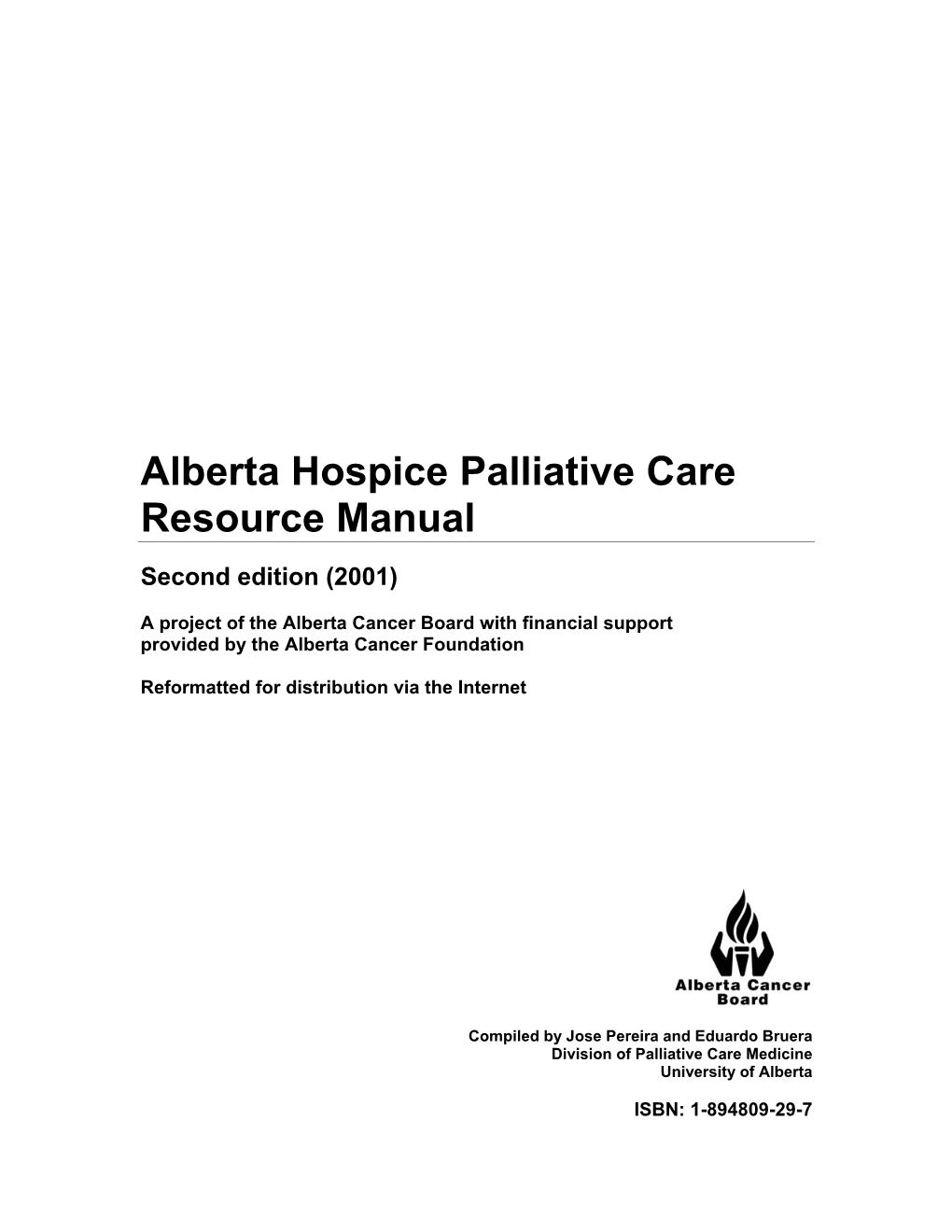 Alberta Hospice Palliative Care Resource Manual