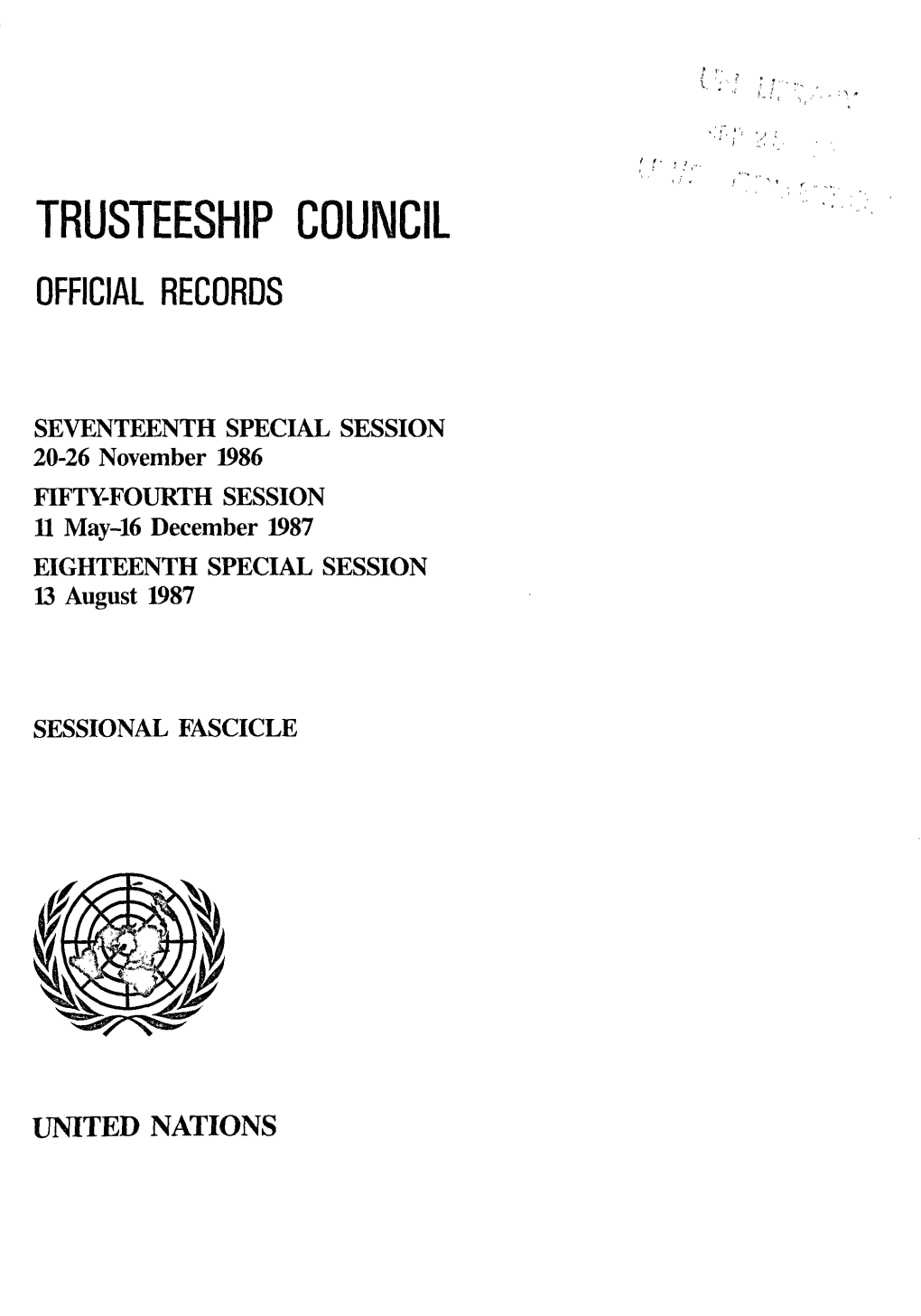 TRUSTEESHIP Council Official RECORDS