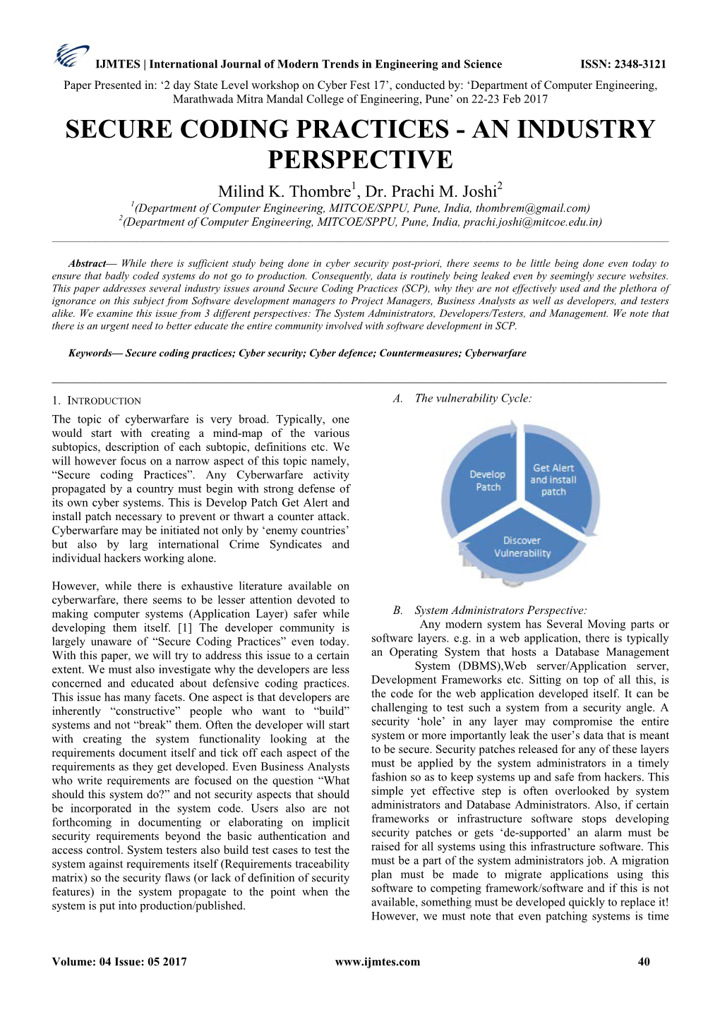 SECURE CODING PRACTICES - an INDUSTRY PERSPECTIVE Milind K