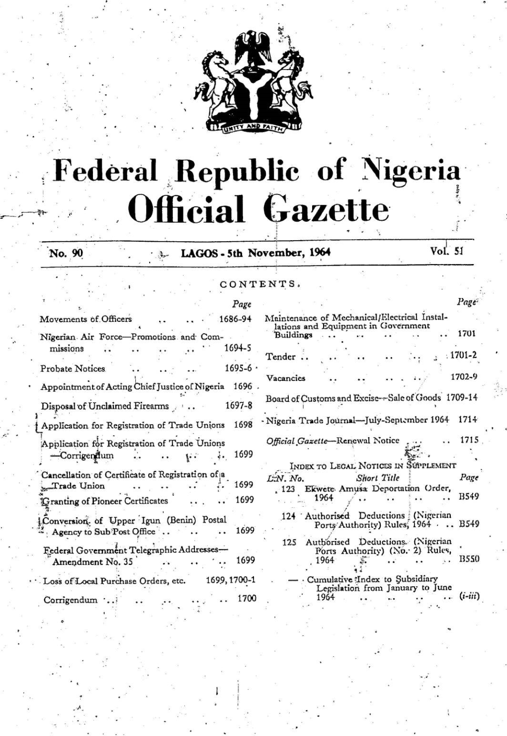 Federalrepublic of Nigeria Ceofficial Gazette