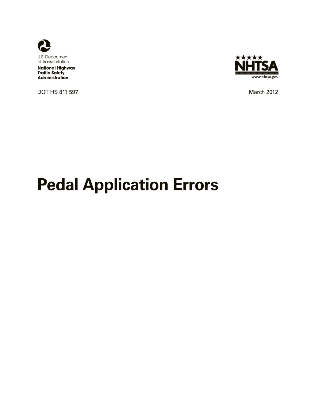 Pedal Application Errors DISCLAIMER