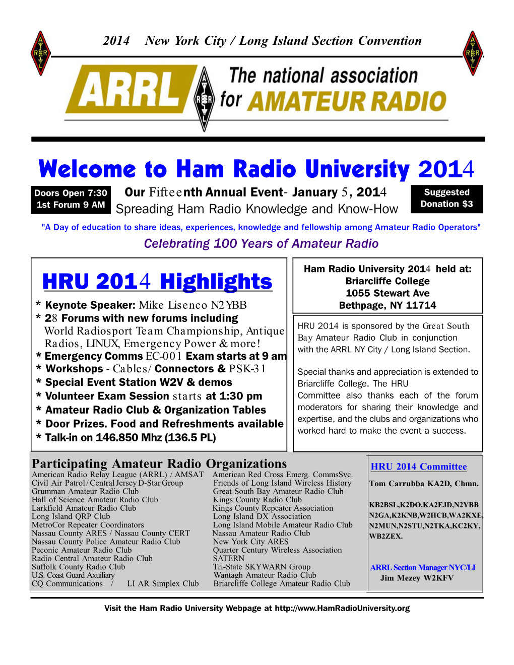 Welcome to Ham Radio University 2014