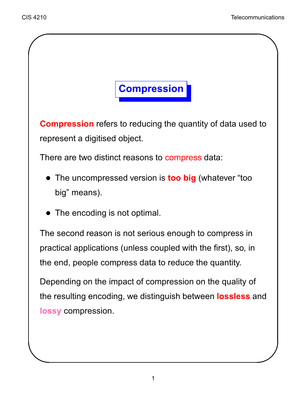 Lossy Compression MPEG