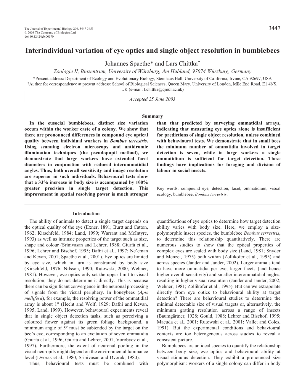 Interindividual Variation of Eye Optics and Single Object Resolution In