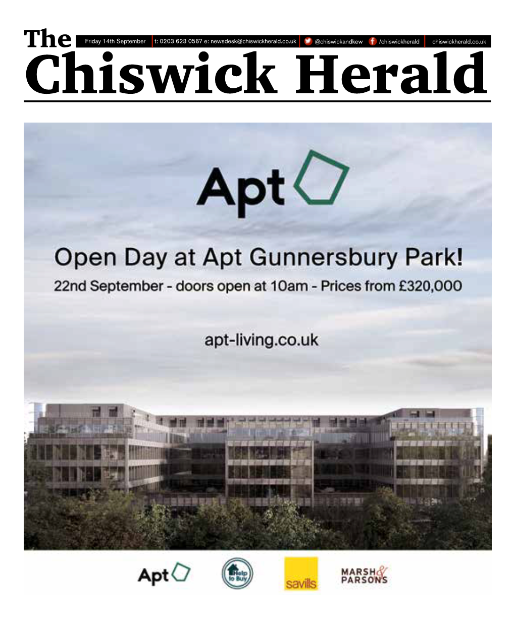Chiswick Heraldchiswickherald.Co.Uk @Chiswickandkew Friday 14Th September T: 0203 623 0567 E: Newsdesk@Chiswickherald.Co.Uk /Chi
