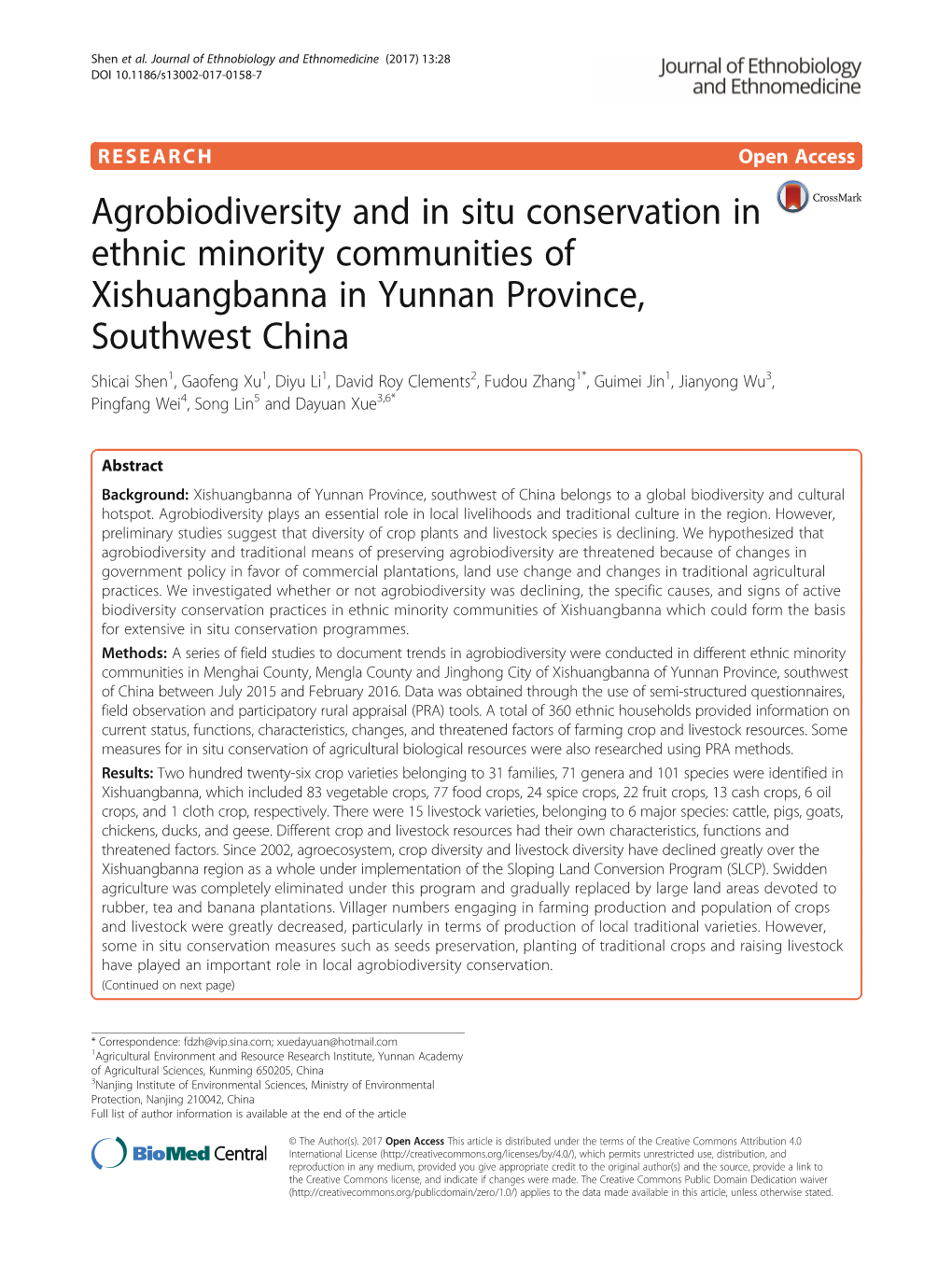 Agrobiodiversity and in Situ Conservation in Ethnic Minority