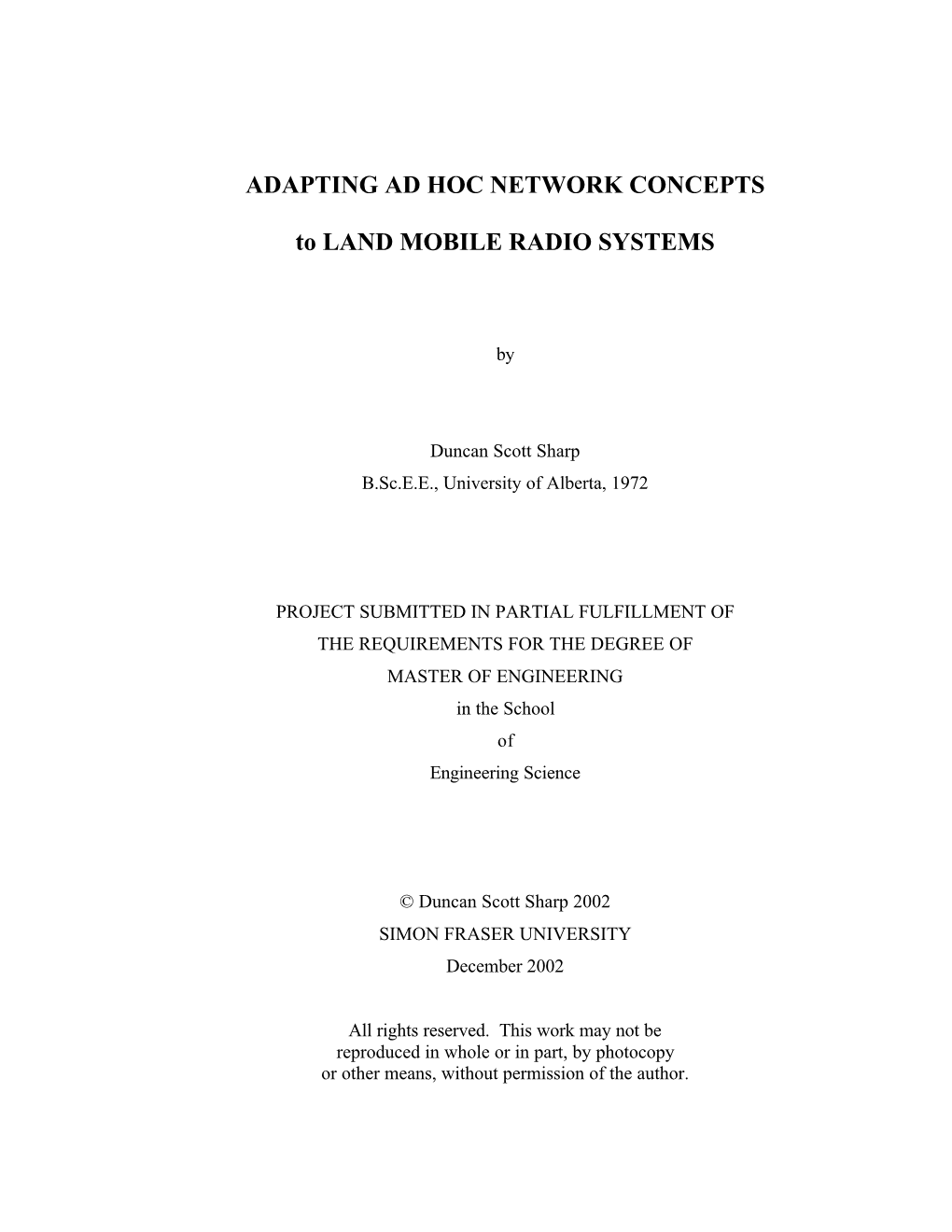 Adapting Ad Hoc Network Concepts to Land Mobile Radio Systems