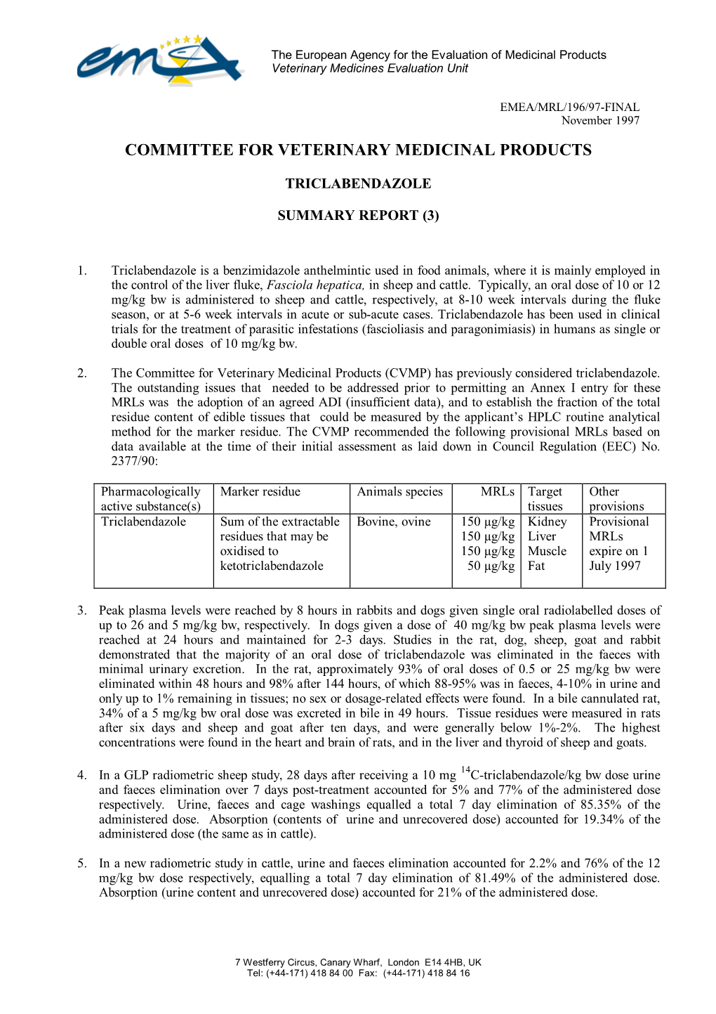 Summary Report (3) – Committee for Veterinary Medicinal Products