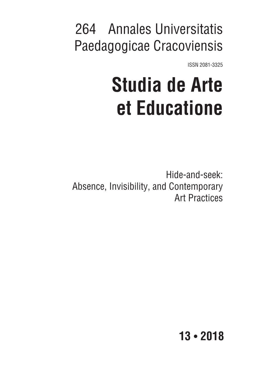 Studia De Arte Et Educatione