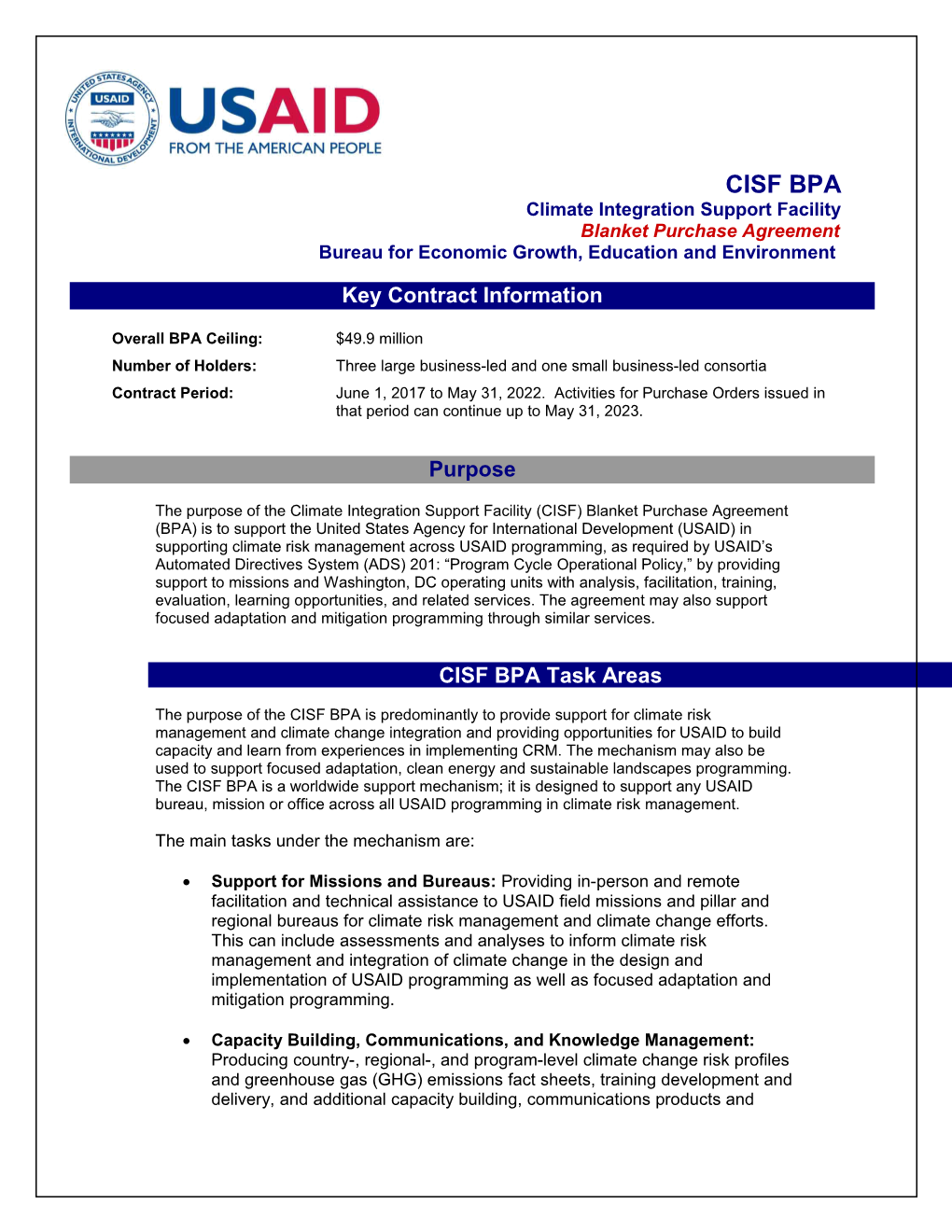 Climate Integration Support Facility