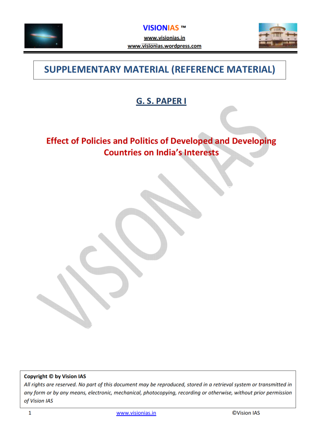 Effect of Policies and Politics of Developed and Developing Countries on Indias Interests