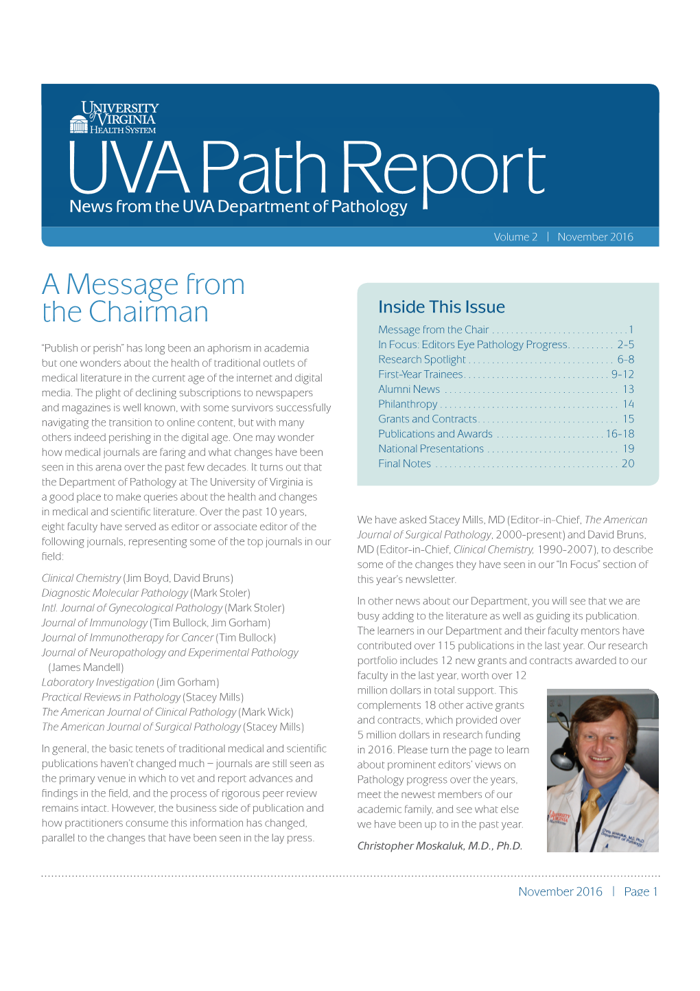 UVA Path Report UVA Path Report News from the UVA Department of Pathology