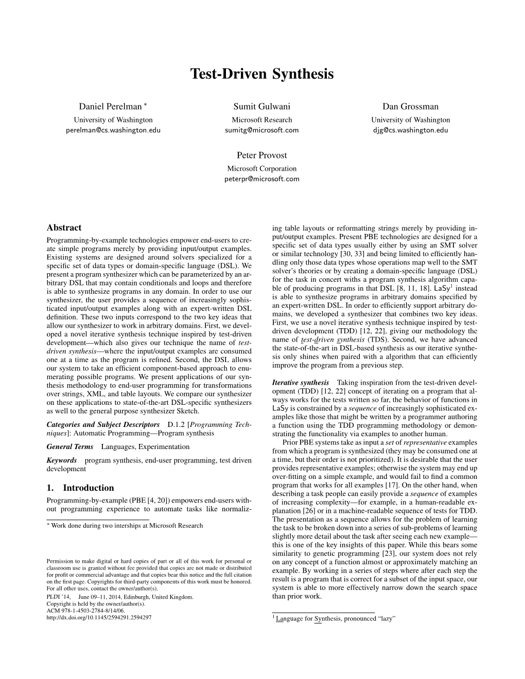 Test-Driven Synthesis