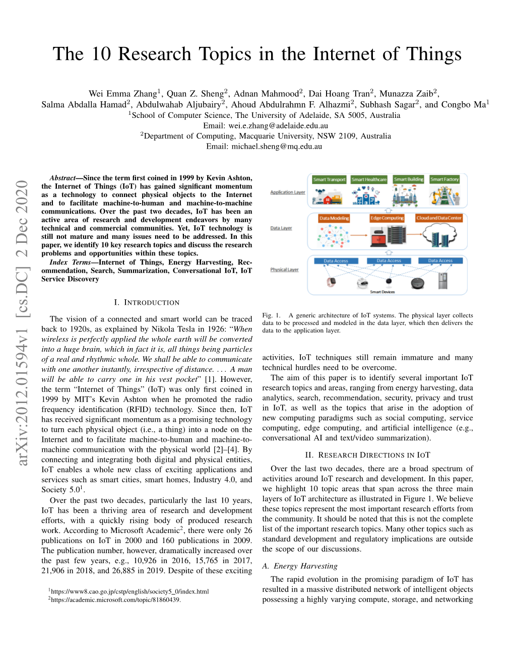 The 10 Research Topics in the Internet of Things