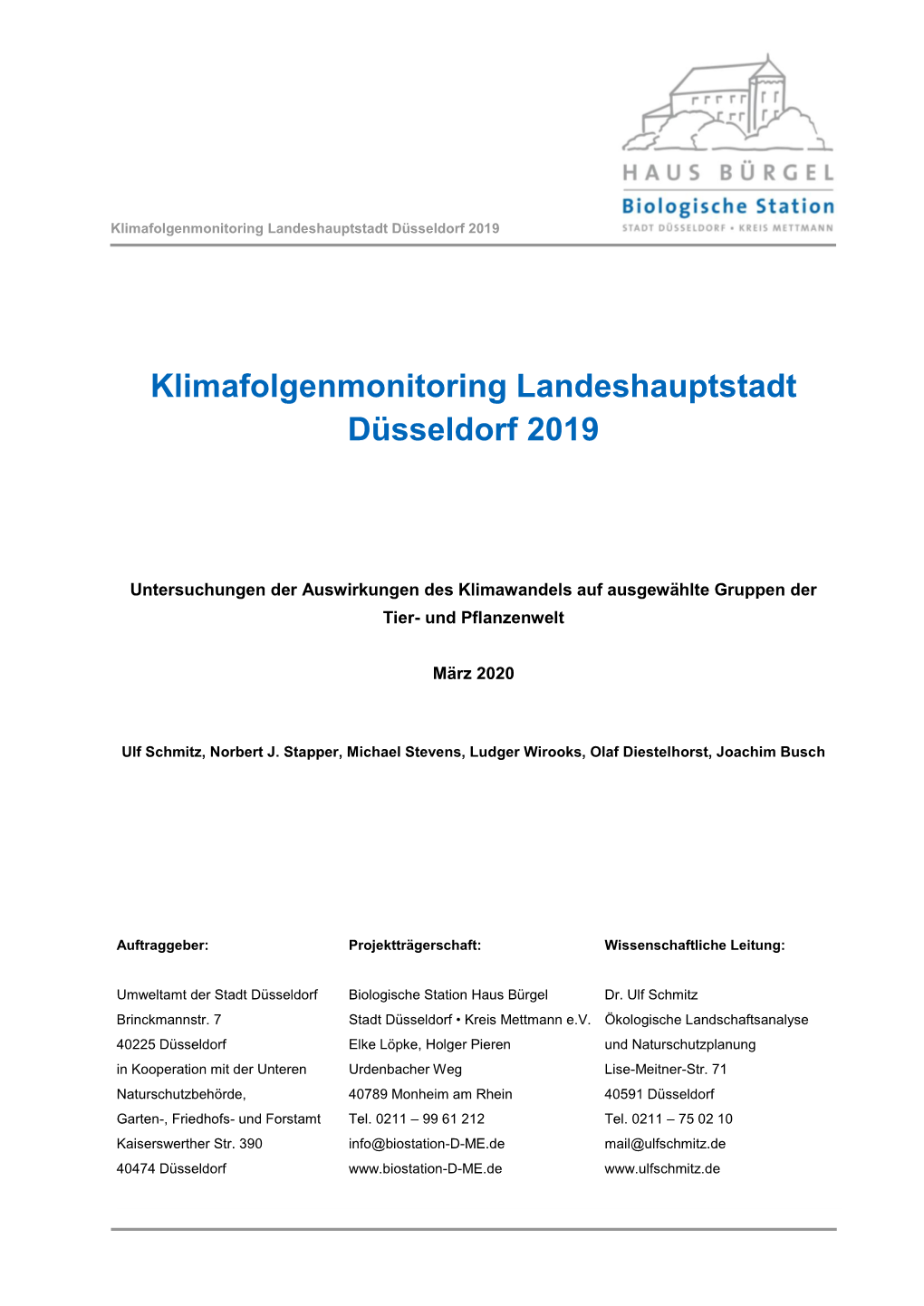 Klimafolgenmonitoring Landeshauptstadt Düsseldorf 2019