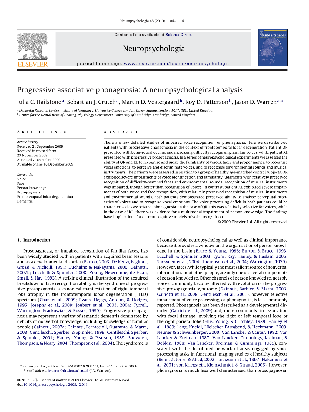 A Neuropsychological Analysis