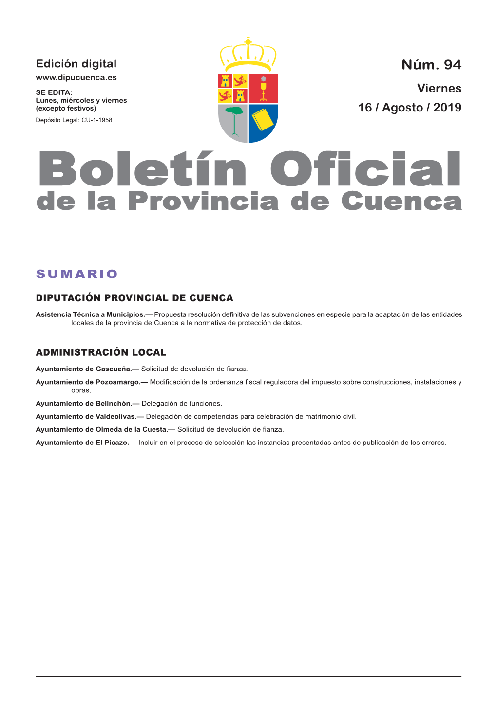 Boletín Oficial De La Provincia De Cuenca