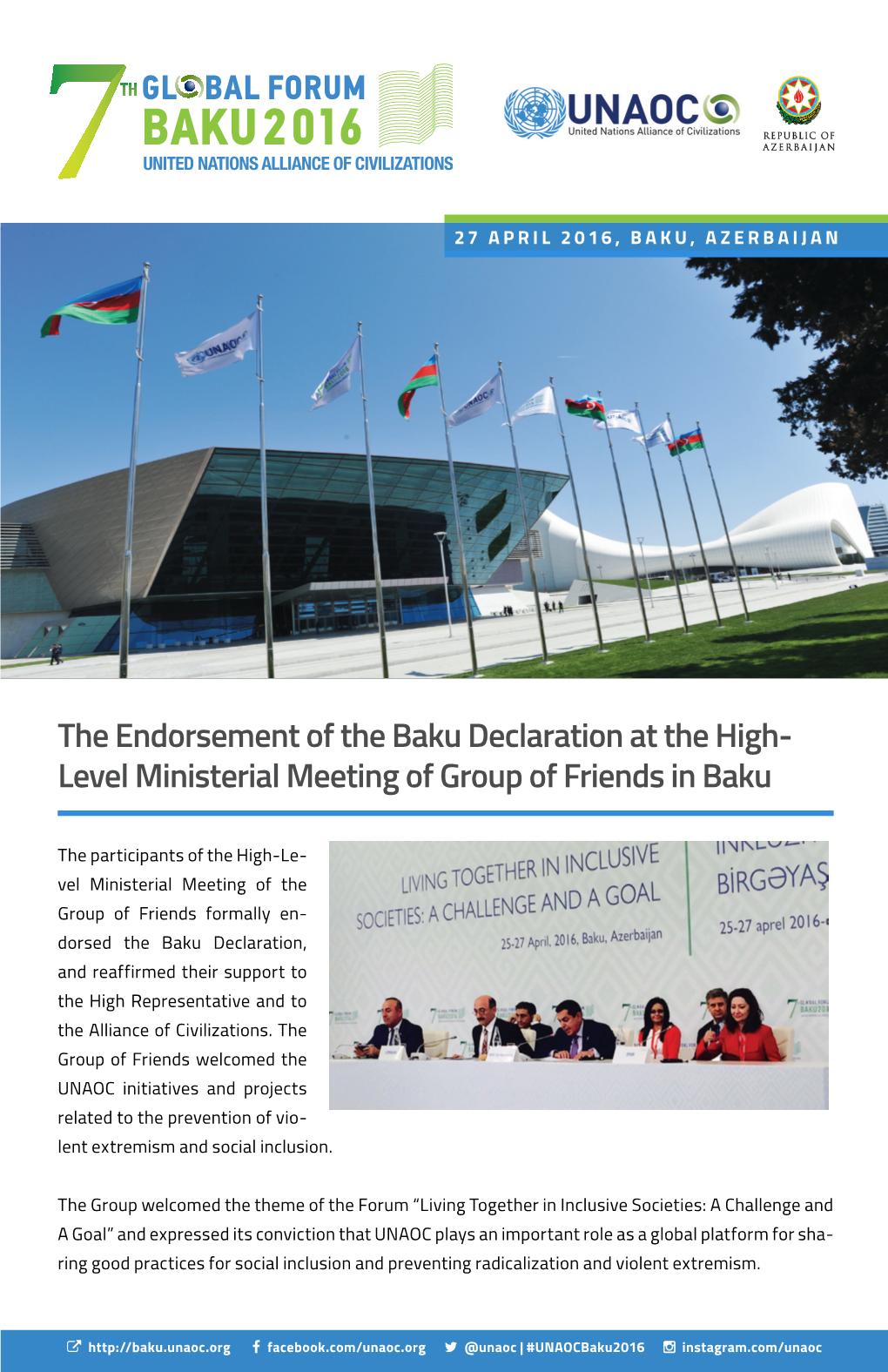 Level Ministerial Meeting of Group of Friends in Baku