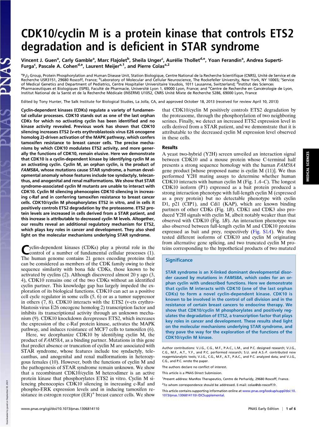 CDK10/Cyclin M Is a Protein Kinase That Controls ETS2 Degradation and Is Deficient in STAR Syndrome