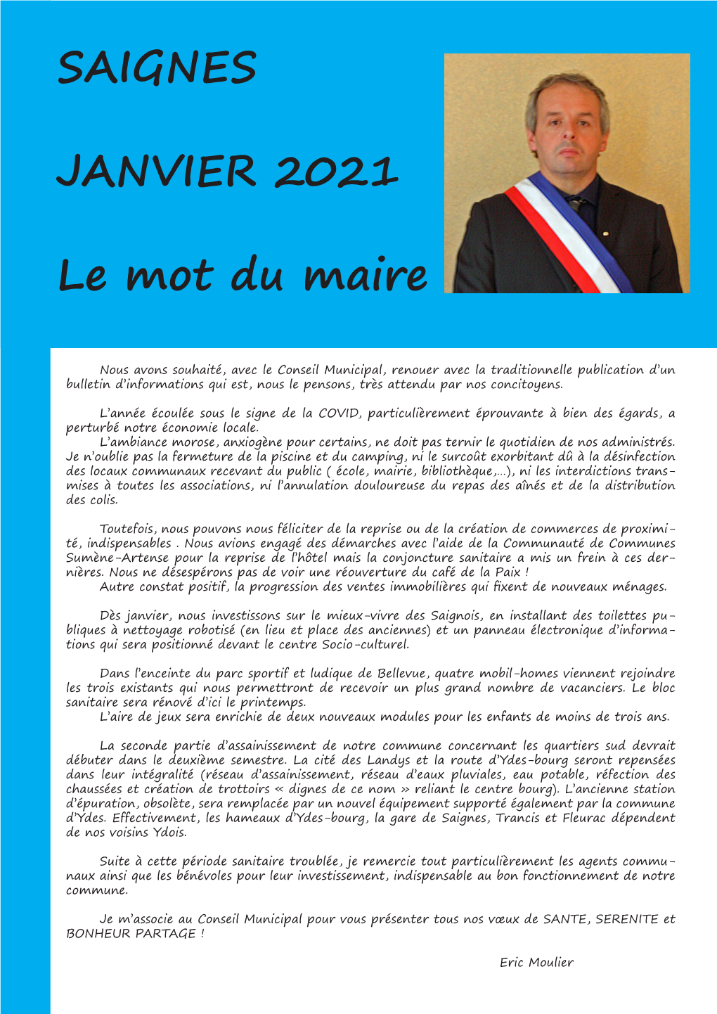 SAIGNES JANVIER 2021 Le Mot Du Maire