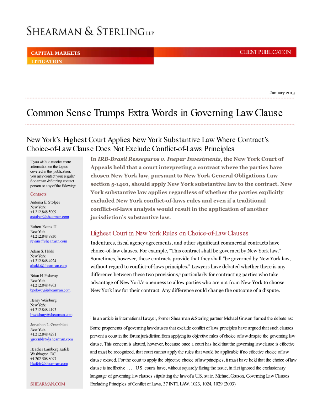 Common Sense Trumps Extra Words in Governing Law Clause