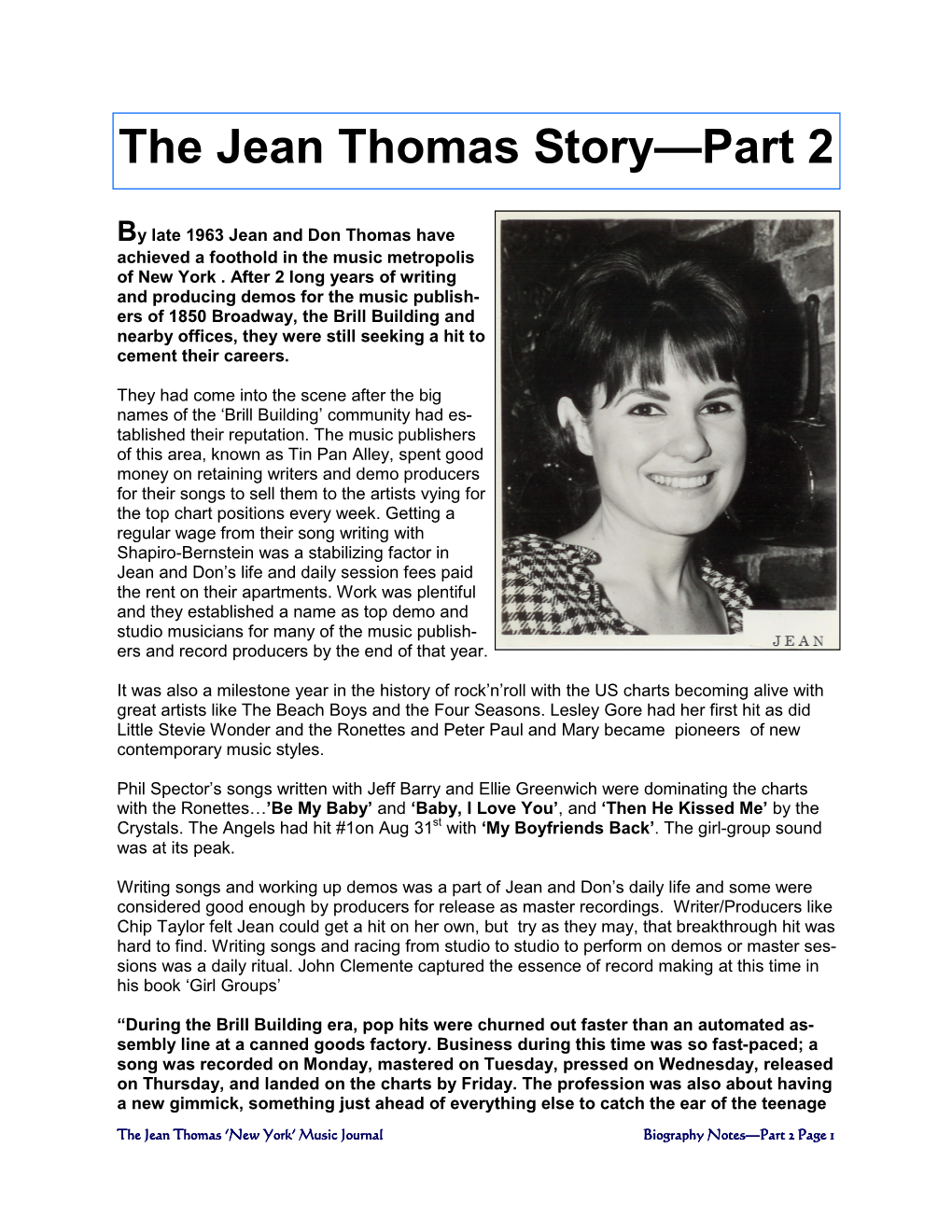 The Jean Thomas Story—Part 2