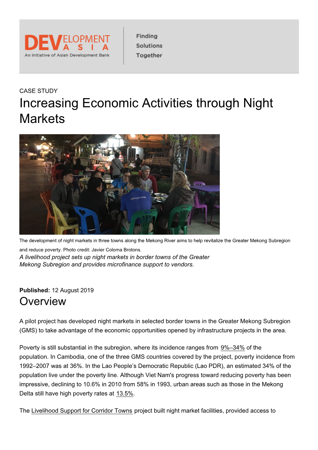 Increasing Economic Activities Through Night Markets
