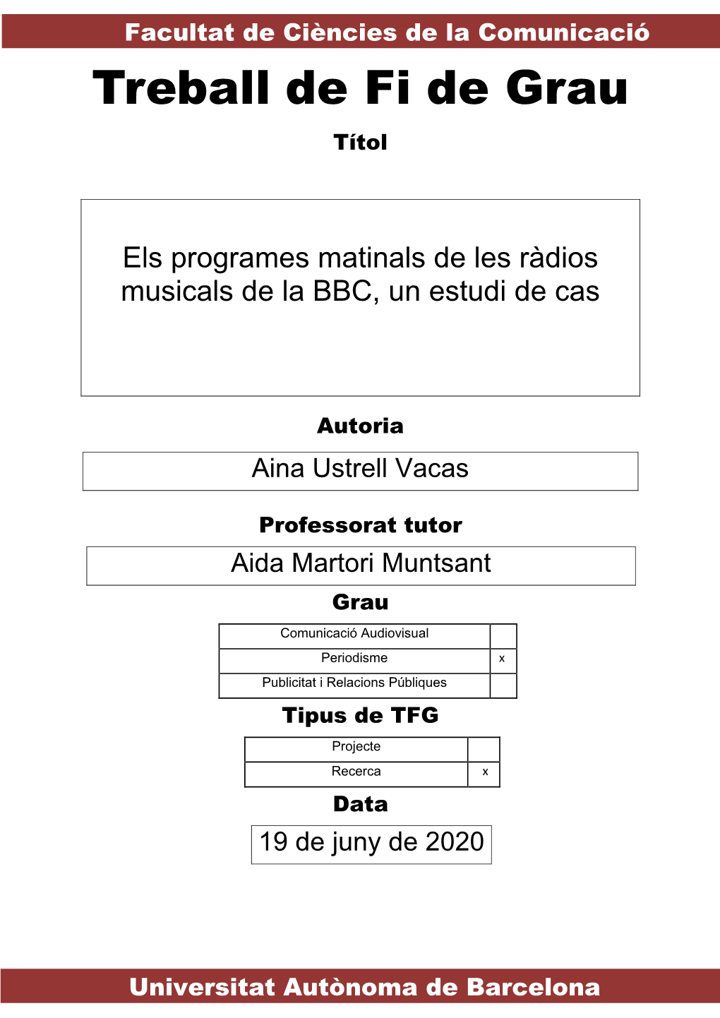 Els Programes Matinals De Les Ràdios Musicals De La BBC, Un Estudi De Cas