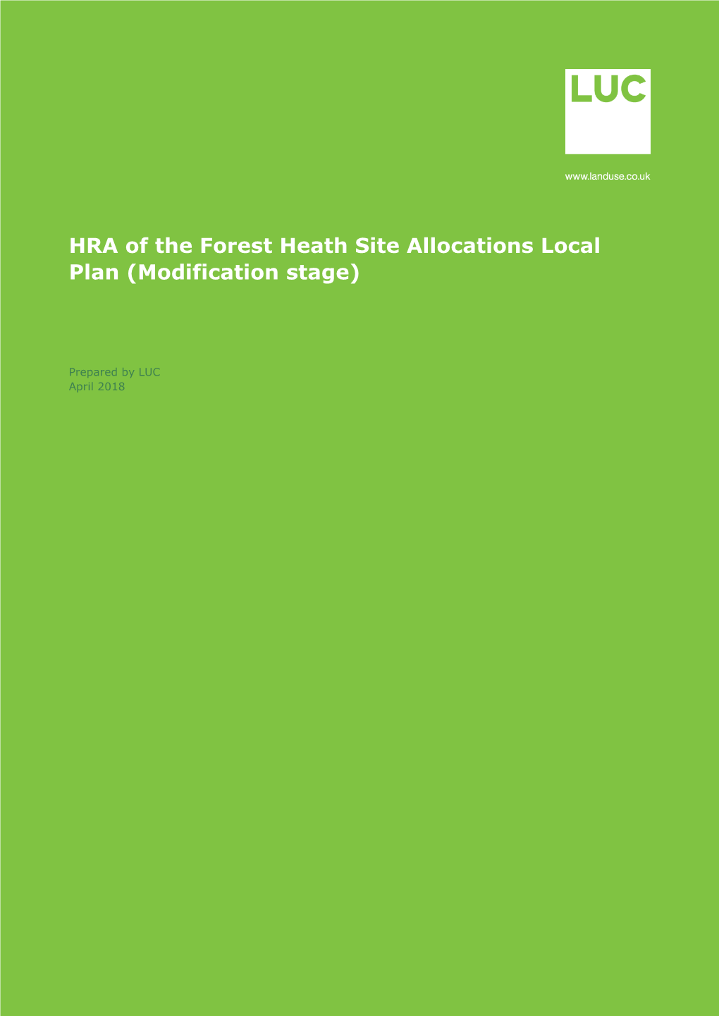 HRA of the Forest Heath Site Allocations Local Plan (Modification Stage)
