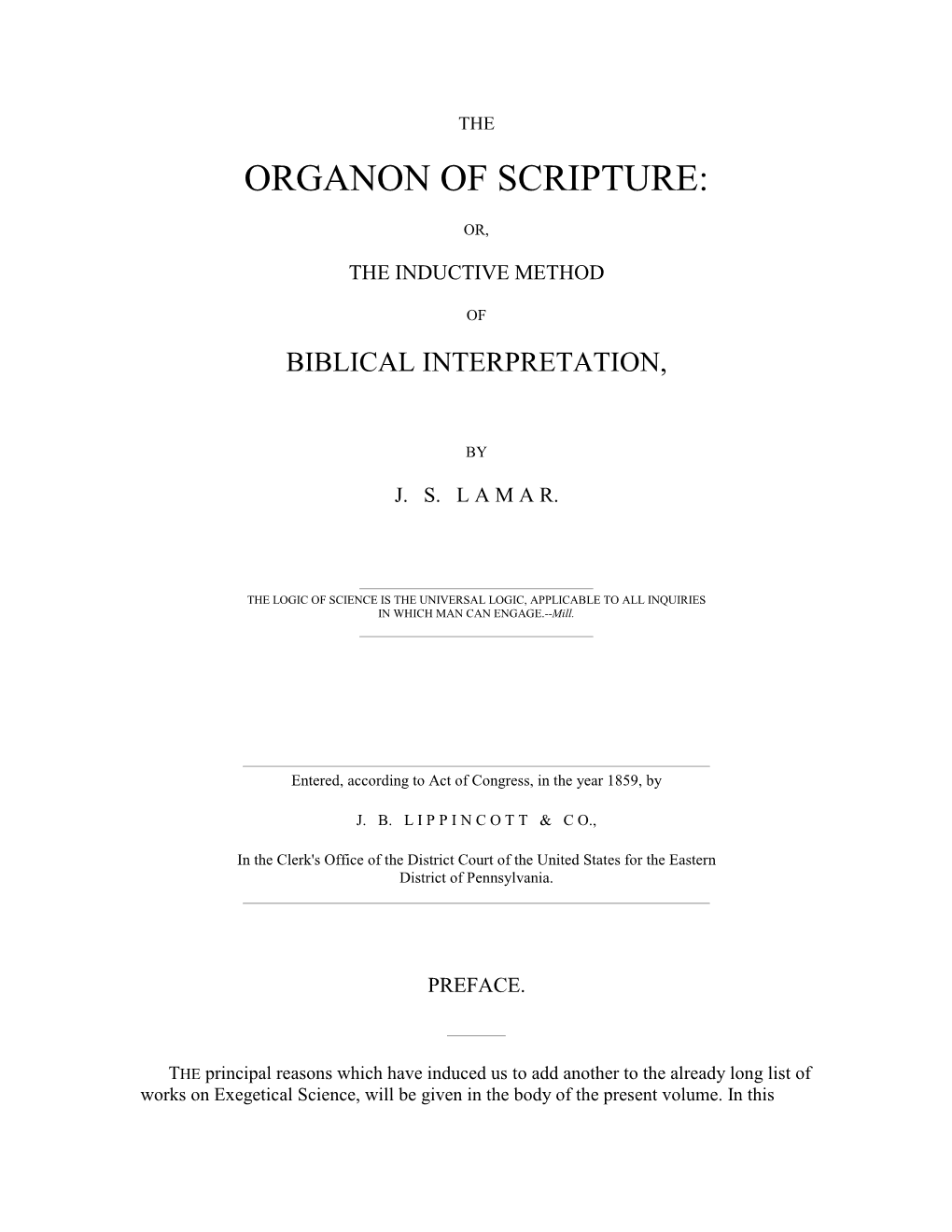 Organon of Scripture