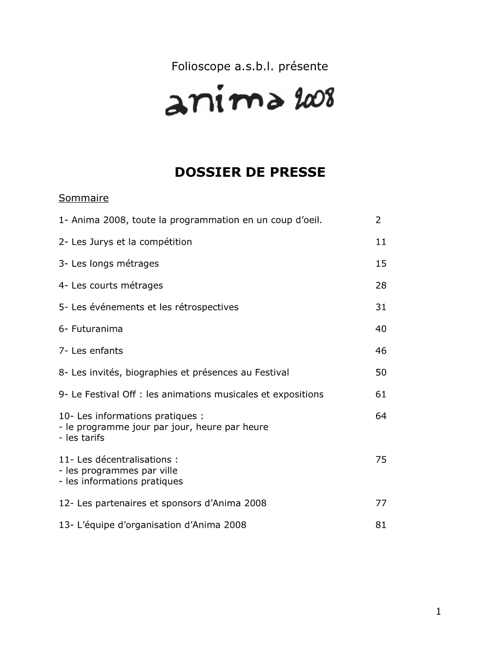 Dossier De Presse