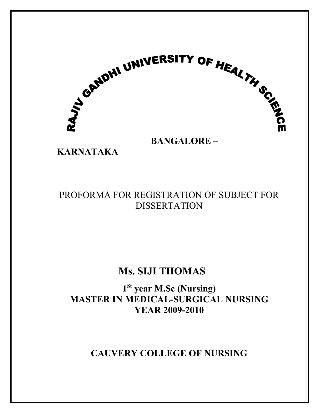 Rajiv Gandhi University of Health Sciences, Bangalore, Karnataka s8