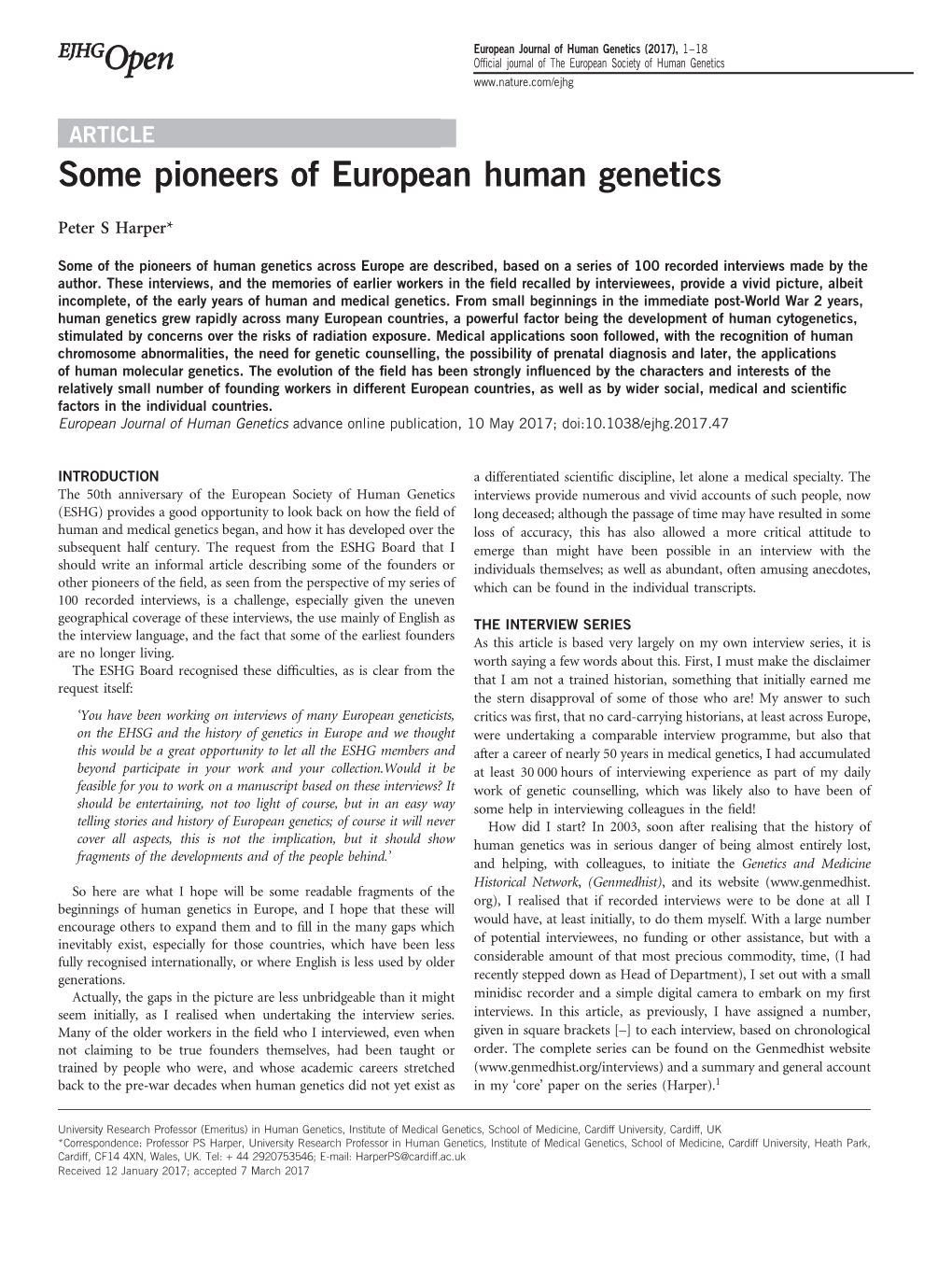 Some Pioneers of European Human Genetics