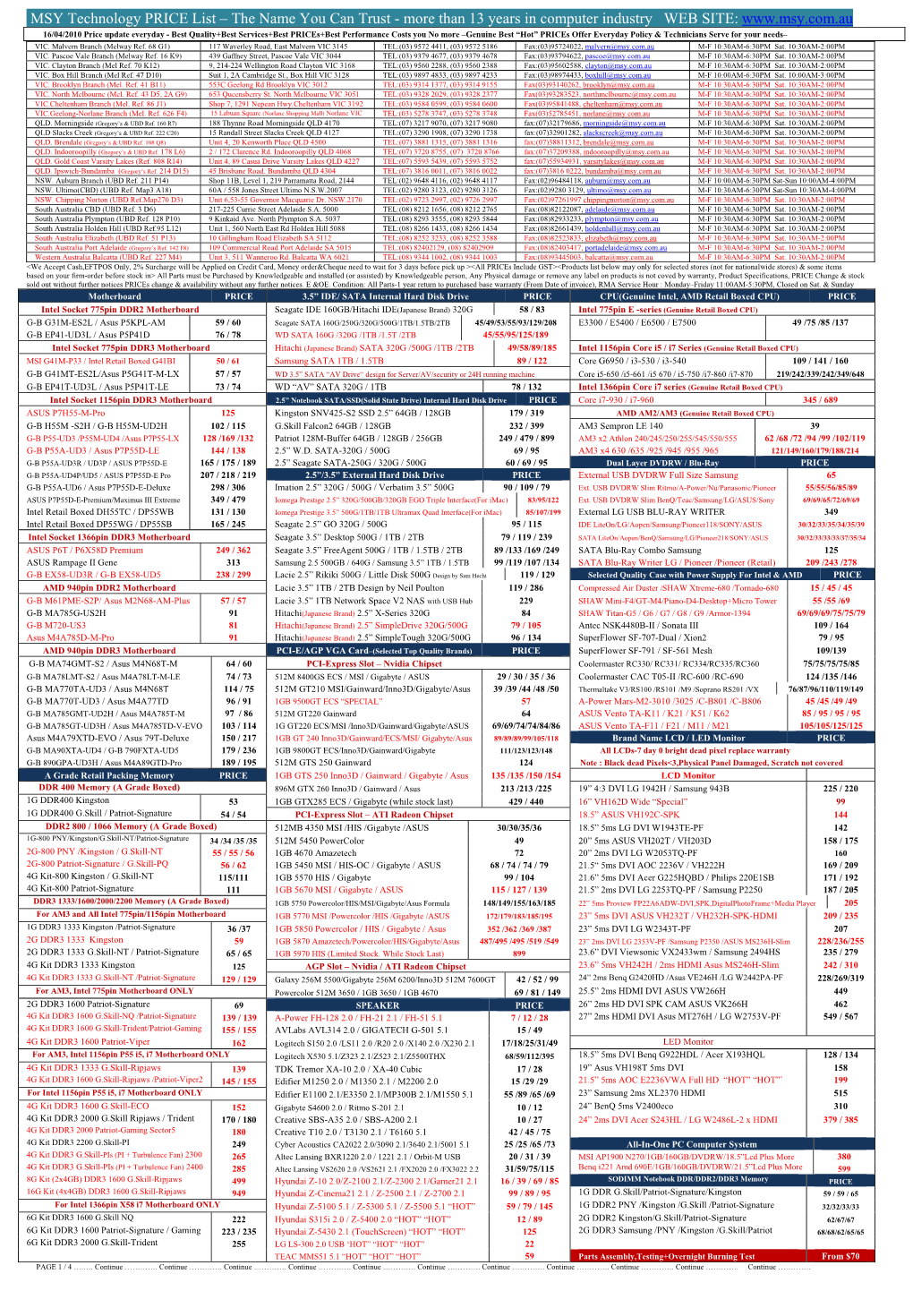 MSY Technology PRICE List – the Name You Can Trust