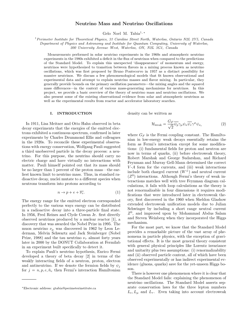 Neutrino Mass and Neutrino Oscillations