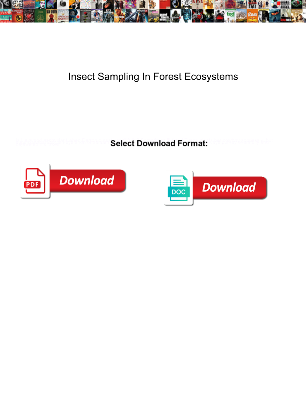 Insect Sampling in Forest Ecosystems