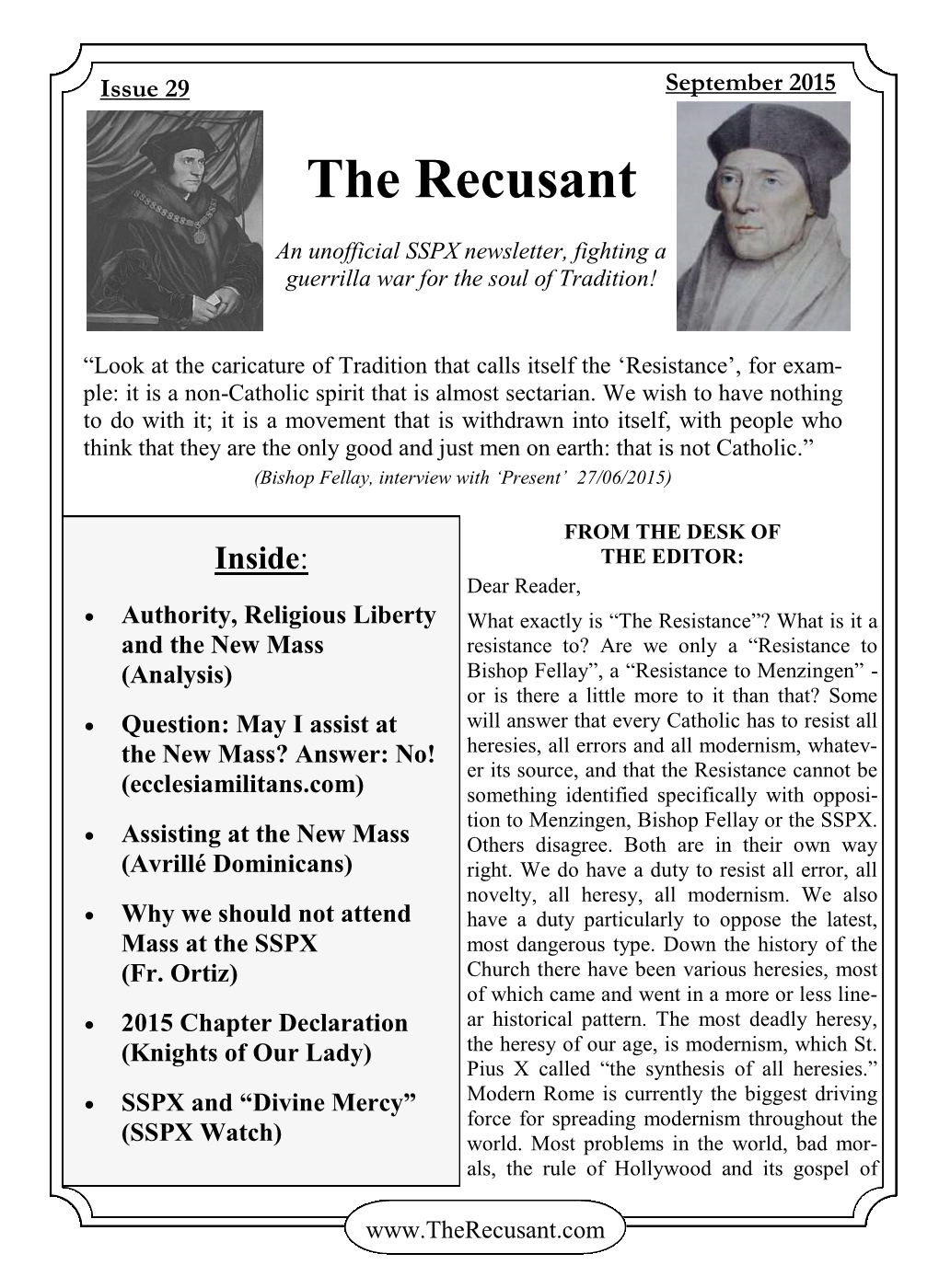 Issue 29 September 2015 the Recusant