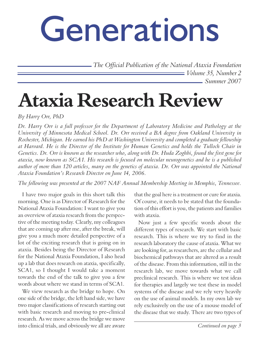 Ataxia Research Review