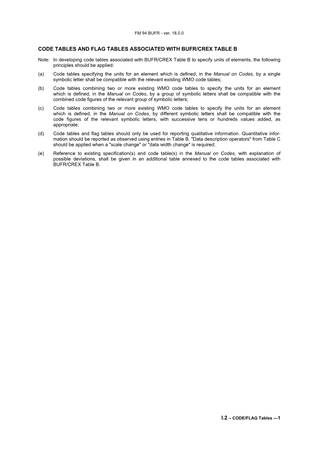 Code and Flag Tables Associated with BUFR/CREX Table B