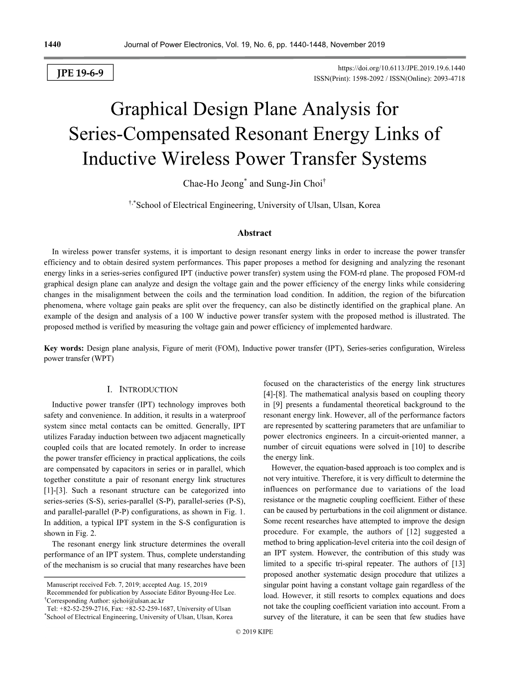 Graphical Design Plane Analysis for Series-Compensated Resonant Energy Links of Inductive Wireless Power Transfer Systems