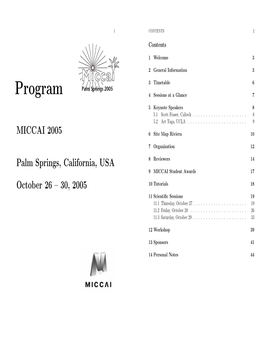 MICCAI 2005 Final Program