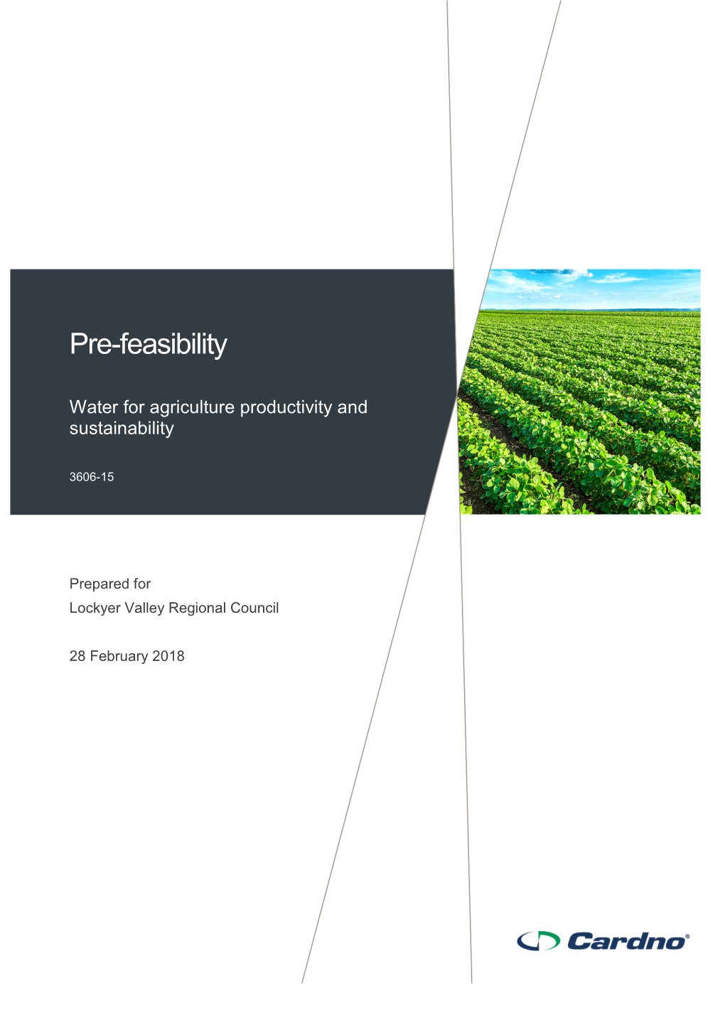 Pre-Feasibility Water for Agriculture Productivity and Sustainability