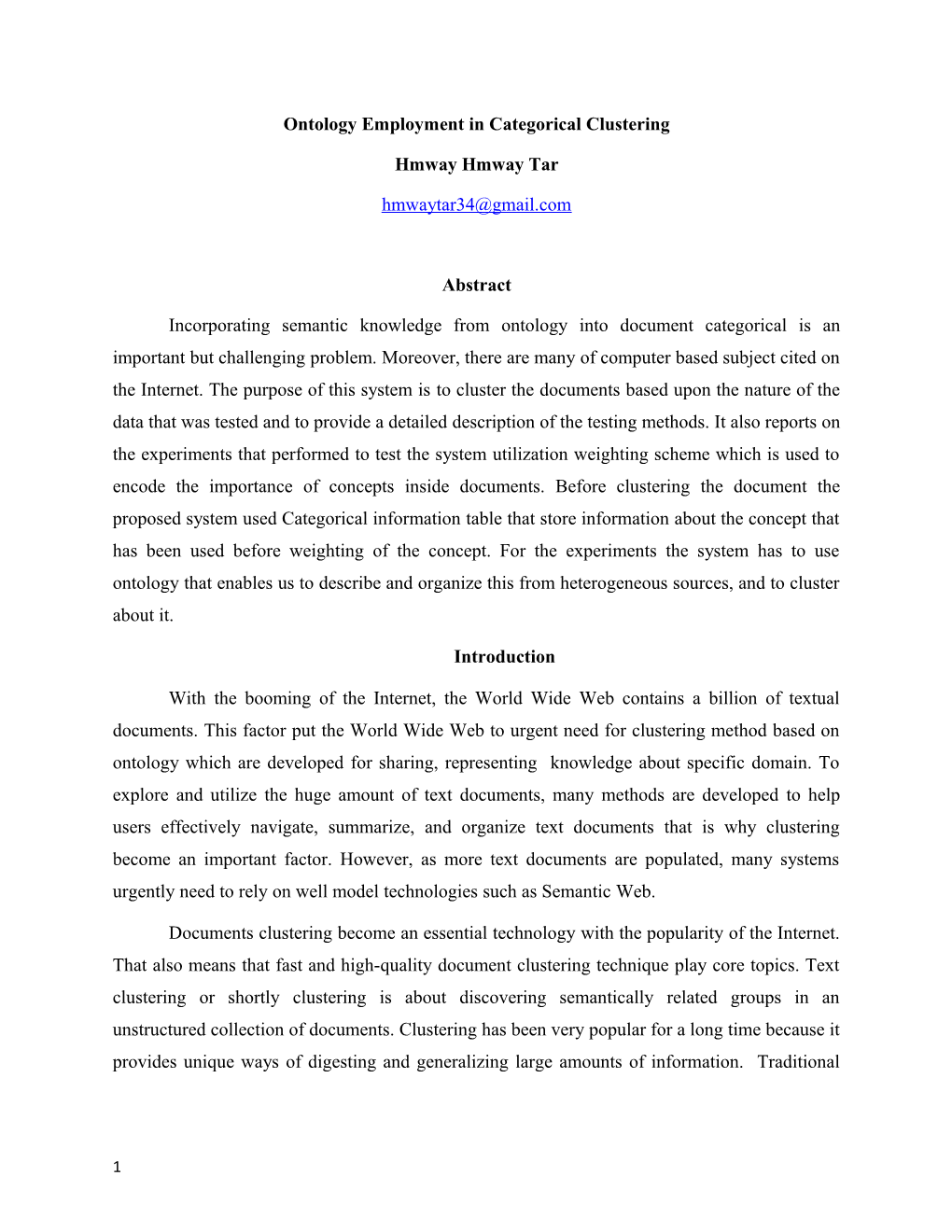 Ontology Employment in Categorical Clustering