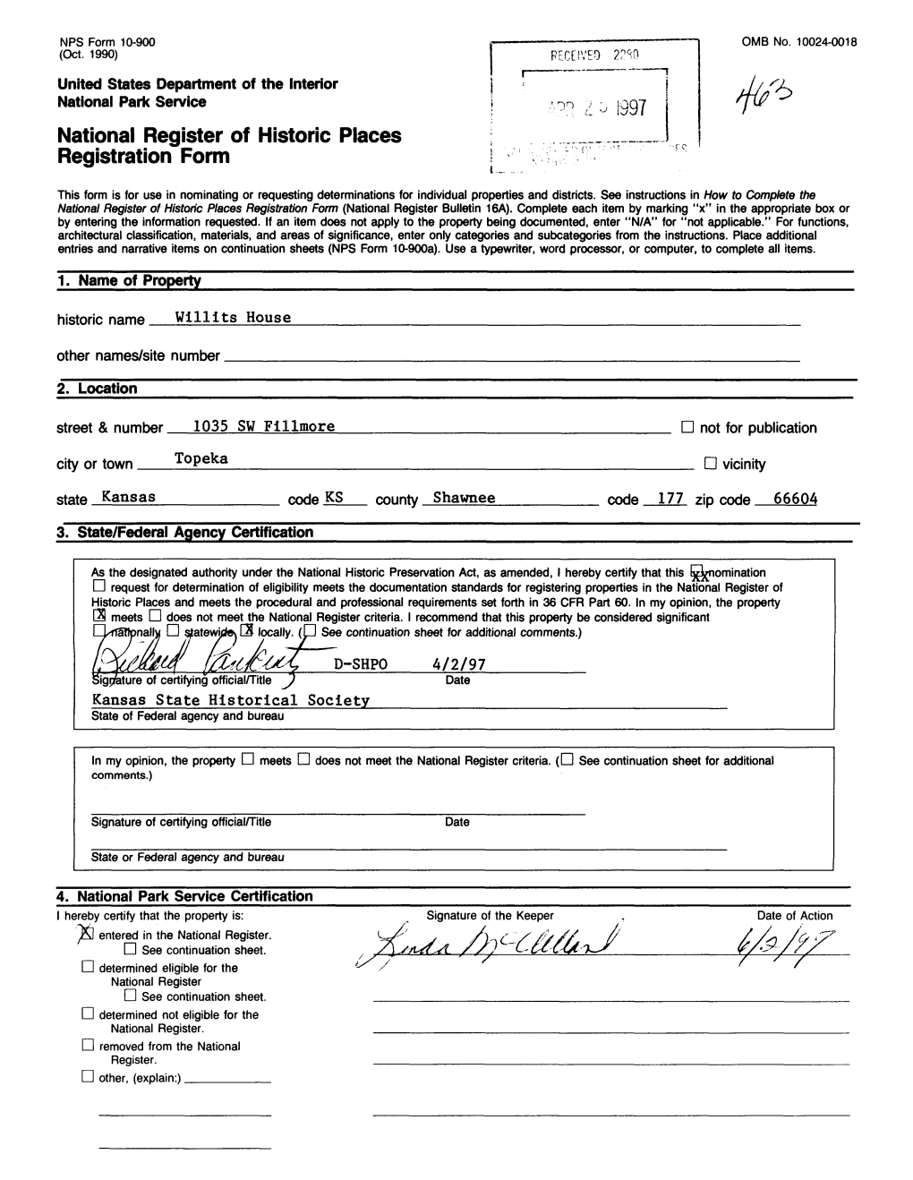 National Register of Historic Places Registration Form L This Form Is for Use in Nominating Or Requesting Determinations for Individual Properties and Districts