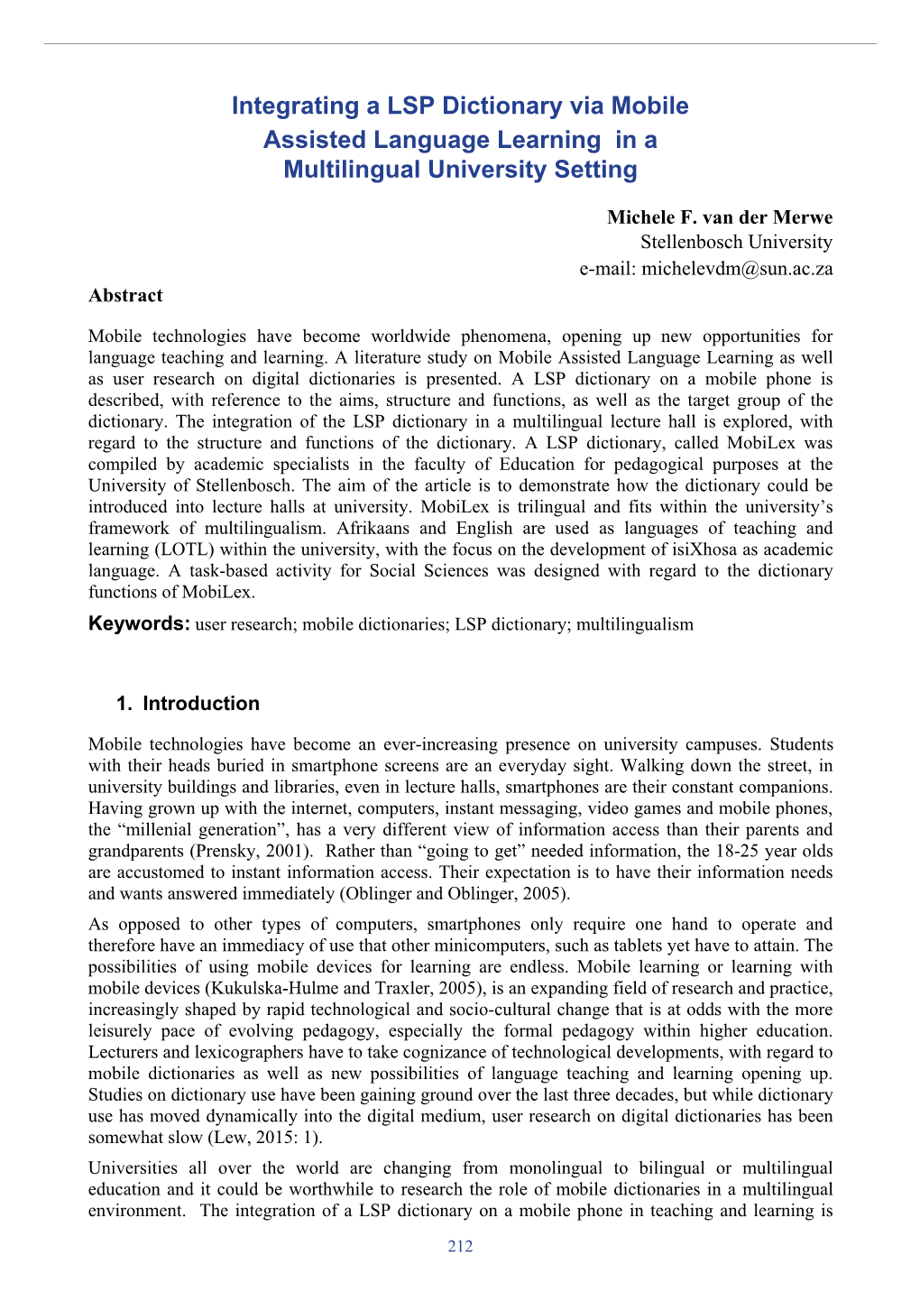 Integrating a LSP Dictionary Via Mobile Assisted Language